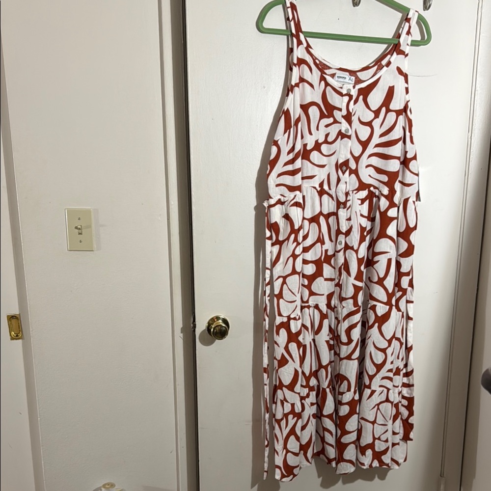 Sonoma White and Brown Sleeveless Maxi Sundress